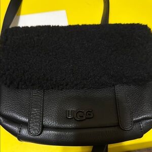 UGG Black Crossbody Bag with Shearling Trim